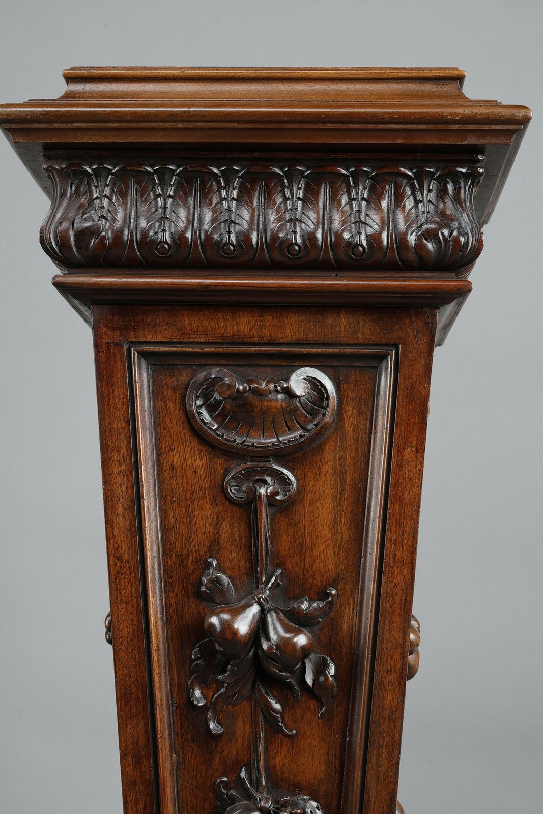 Pair Of Carved Molded Walnut Sellettes With Fruit And Plant Decorations photo buy