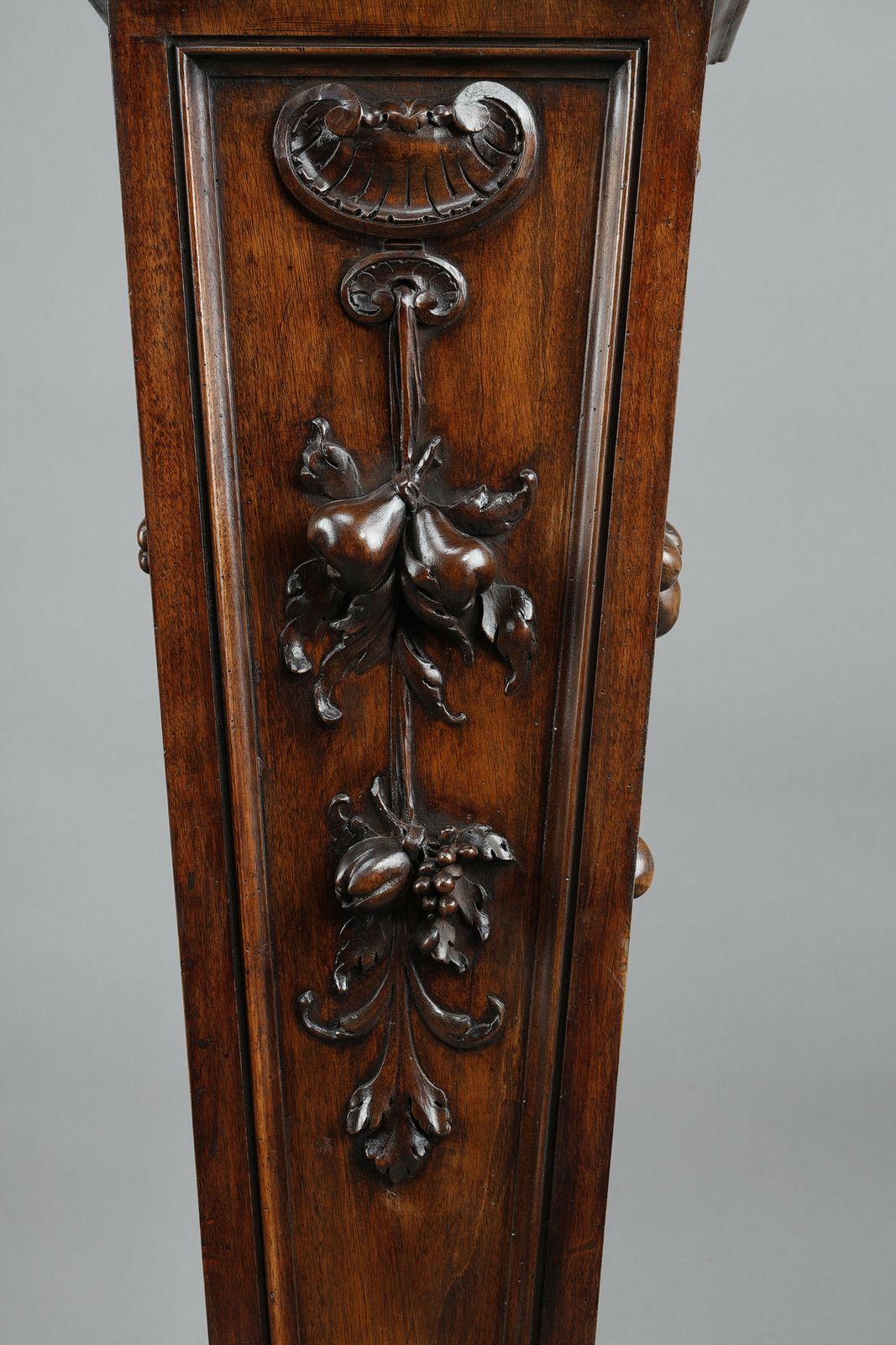 Home Decor Pair Of Carved Molded Walnut Sellettes With Fruit And Plant Decorations photo