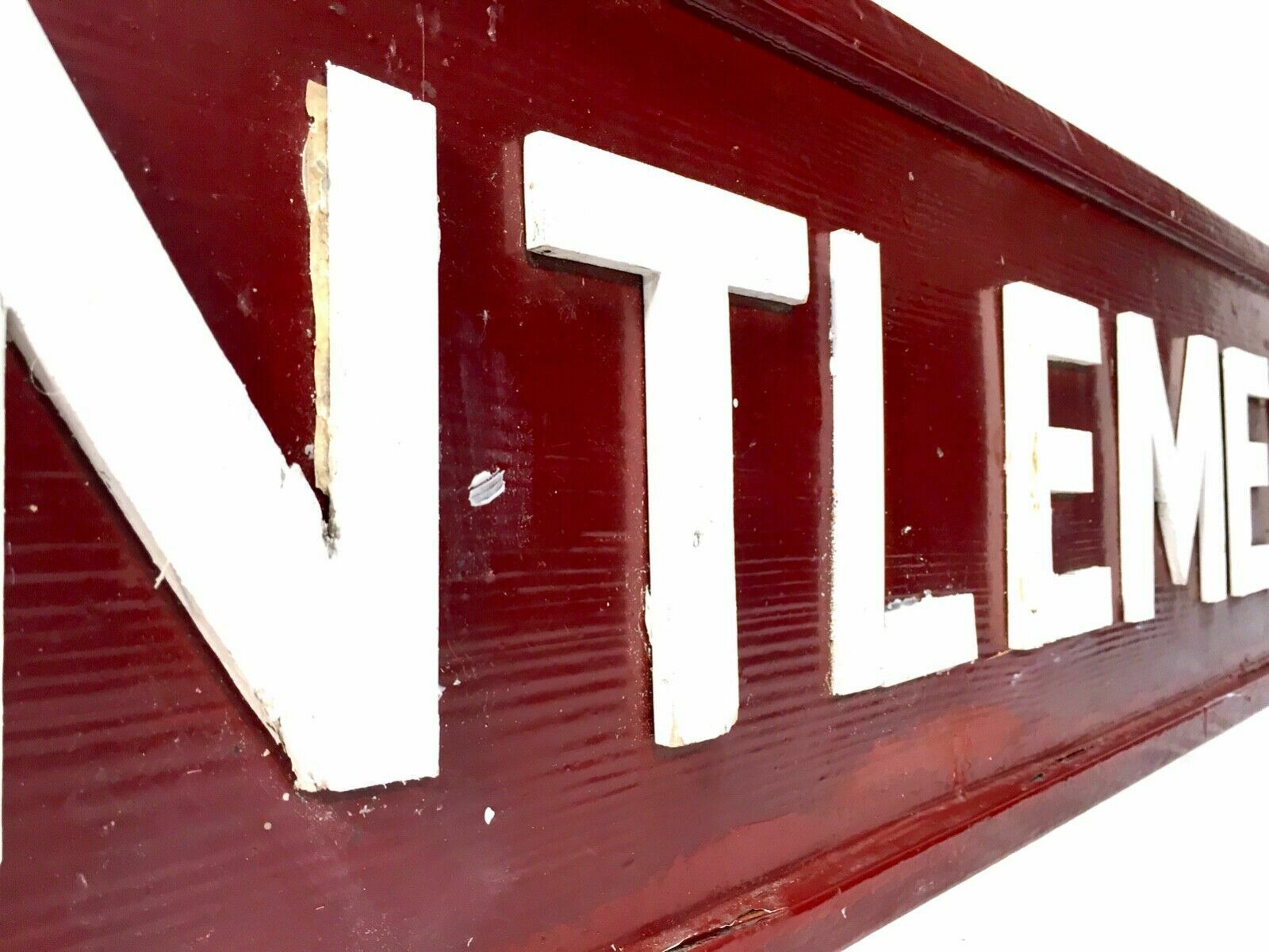 Antique Large Gentlemen Wooden Toilet Sign / Wall Mounted / Red & White photo buy