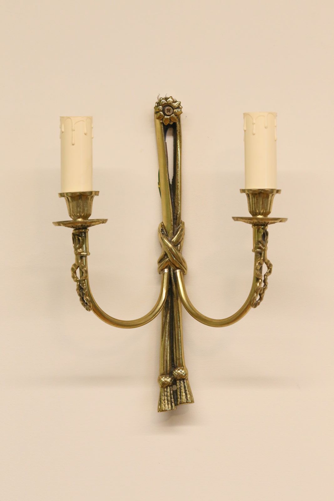 photo furniture Set Of Three Electrified French Antique Brass Wall Sconces   H30cm