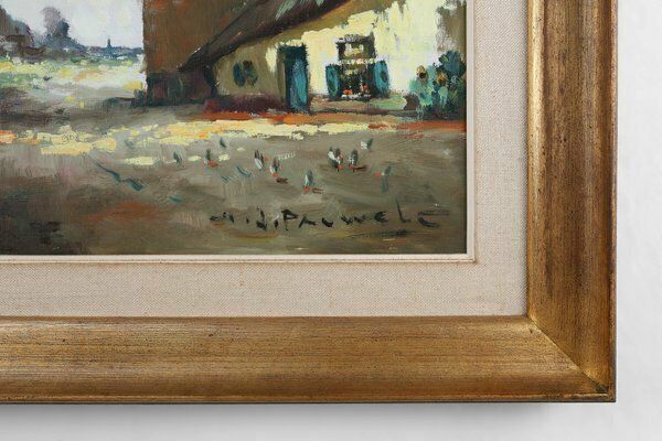 Belgian Artist, Farm Scene, 1950s, Oil On Canvas, Framed photo for sale