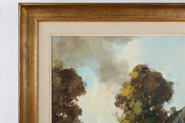 Belgian Artist, Farm Scene, 1950s, Oil On Canvas, Framed photo vinterior