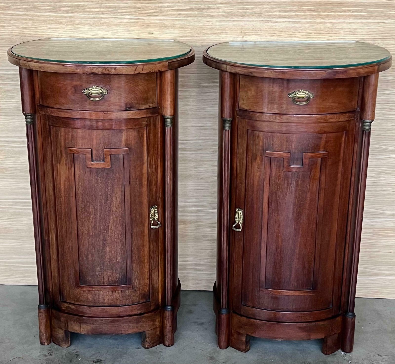 1890 Biedermeier Style Drum Tables With Drawer And Door photo vinterior