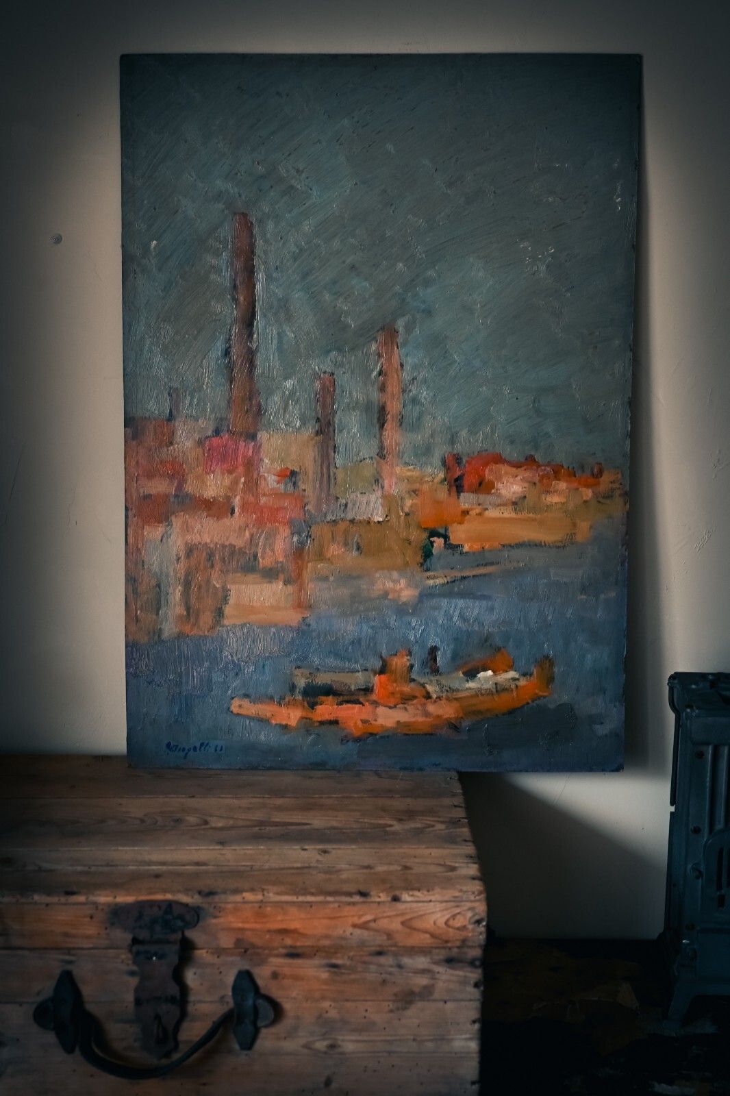 Hand Painted Painting, On Panel, Oil, Caesar Petrogalli  50*70cm