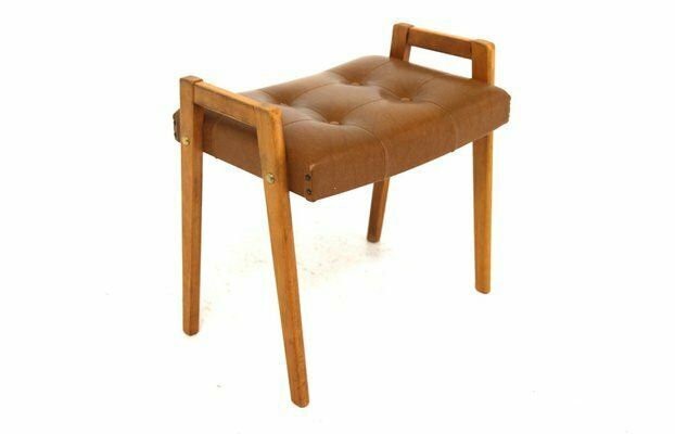 Scandinavian Ottoman In Leatherette, Sweden, 1950