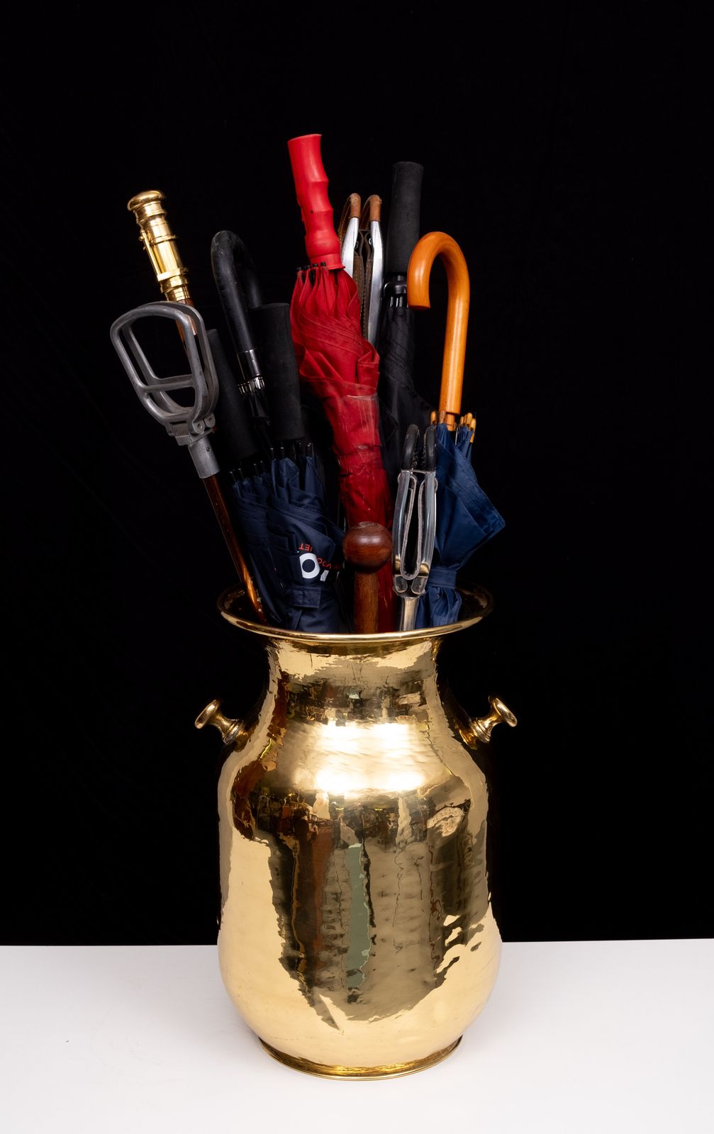 Handmade Brass Umbrella Stand By Samex Italy 1970s photo vintage