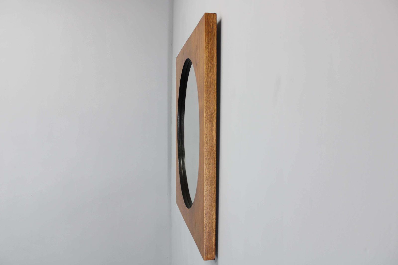 1970s Pair Of Oak Large Square Mirrors, Czechoslovakia photo 761.0
