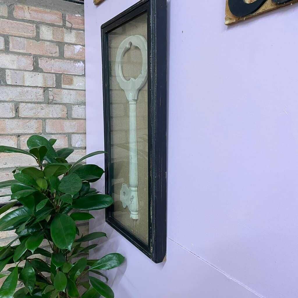 photo furniture Framed Wooden Large Key Hessian Backed In Black Boxed Frame