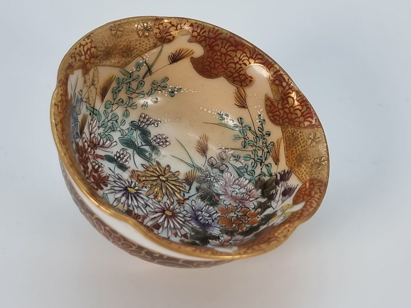 1450.0 A Pair Of Japanese Meiji Period Miniature Porcelain Kutani Ware Bowls, Circa 1880 photo