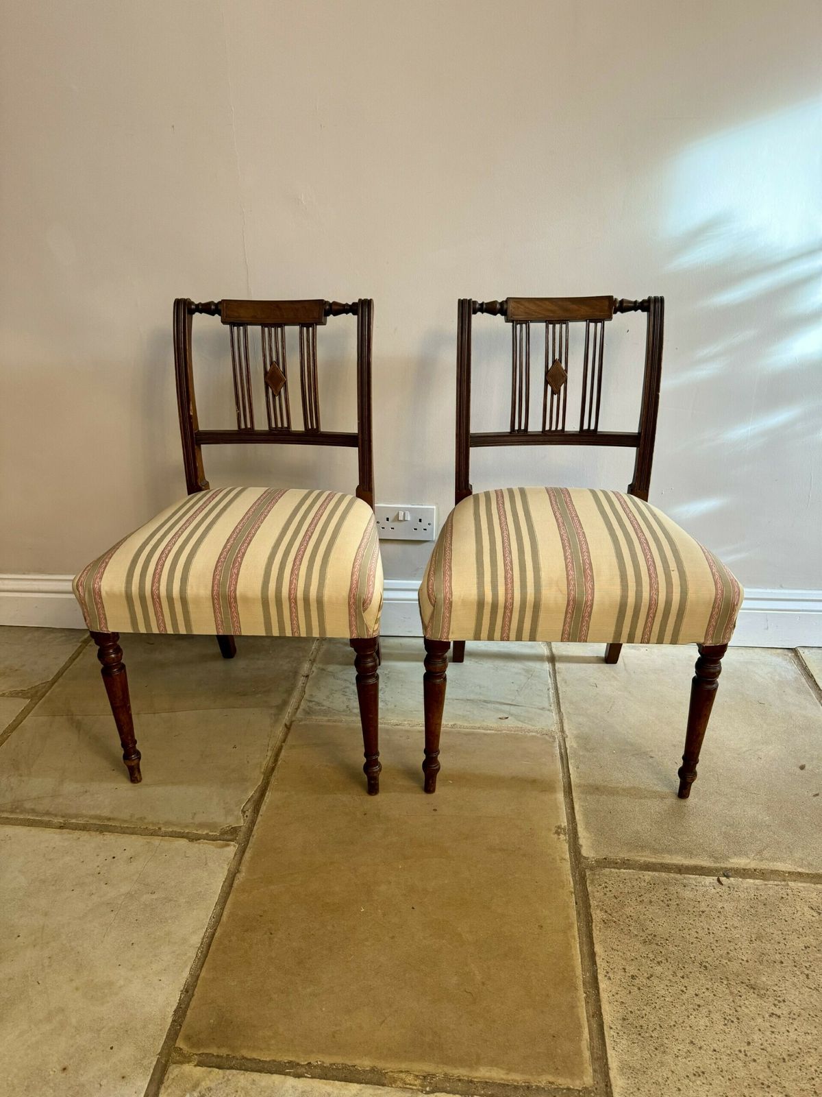 Set Of Ten Antique George III Quality Mahogany Inlaid Dining Chairs photo furniture