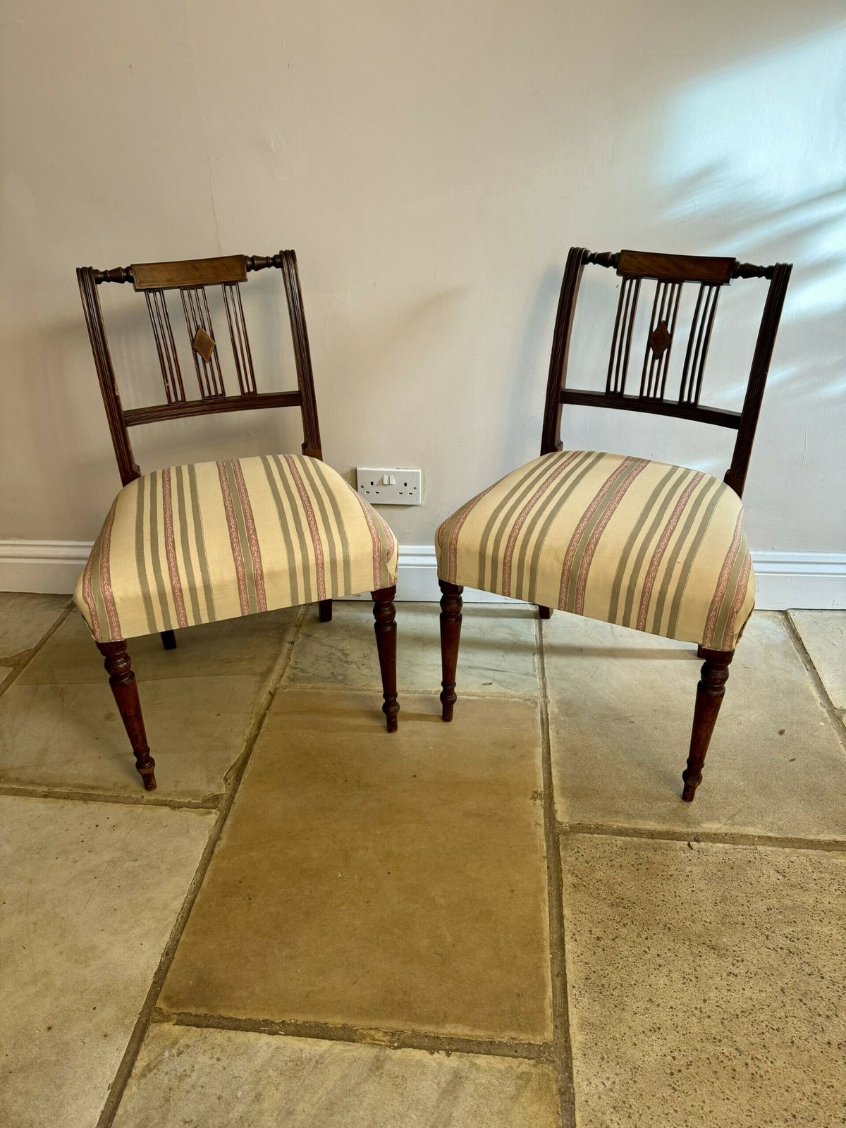 photo buy Set Of Ten Antique George III Quality Mahogany Inlaid Dining Chairs