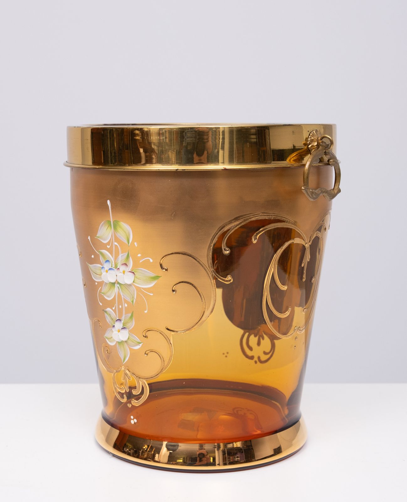 Murano Gold Decorated Glass Ice Bucket photo vinterior