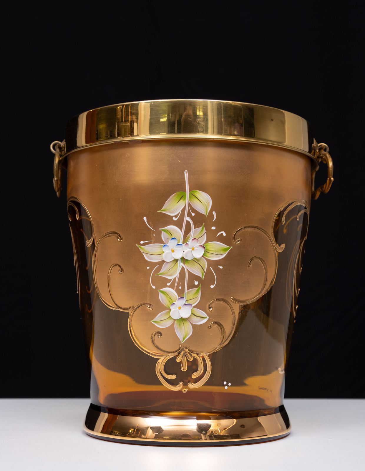 photo buy Murano Gold Decorated Glass Ice Bucket