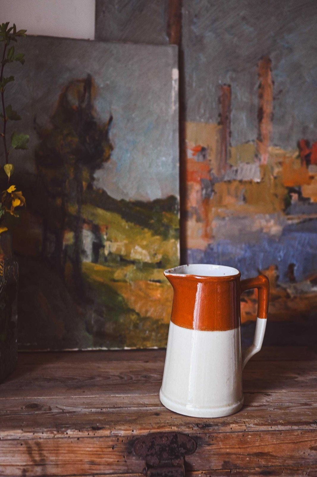 French Vintage Rustic Jug, Two Tone, 1/2 Lt