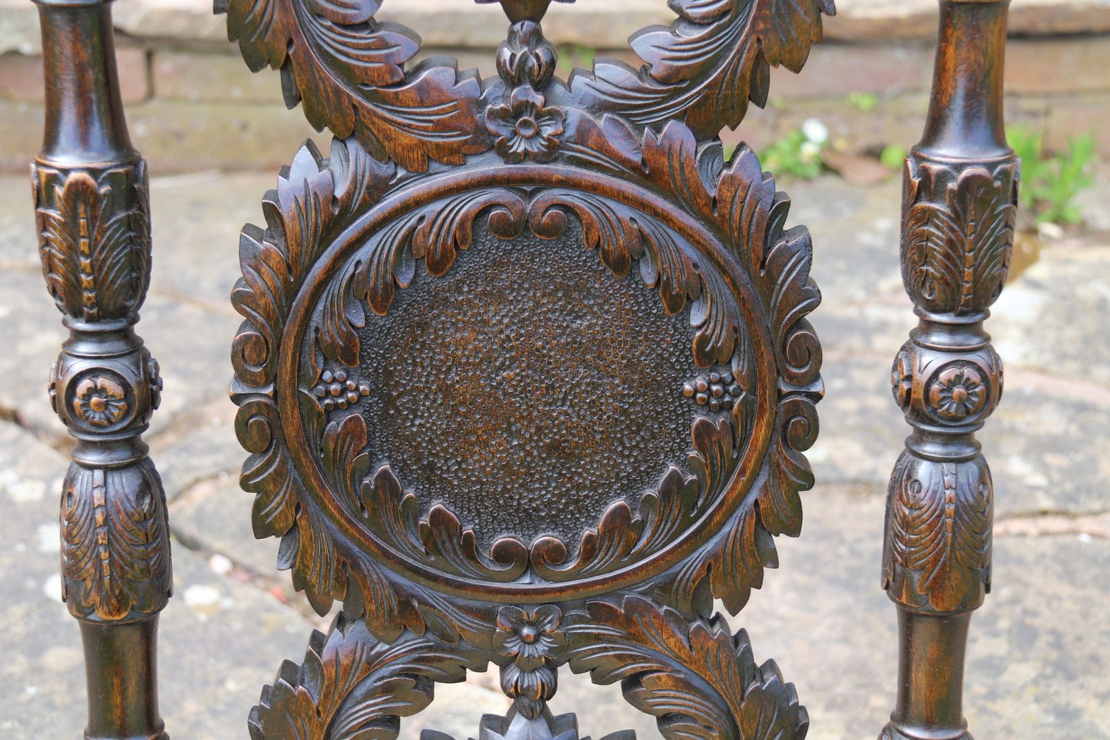 A 19th Century English Country House Carved Walnut High Backed Chair With A Tapestry Seat photo vintage