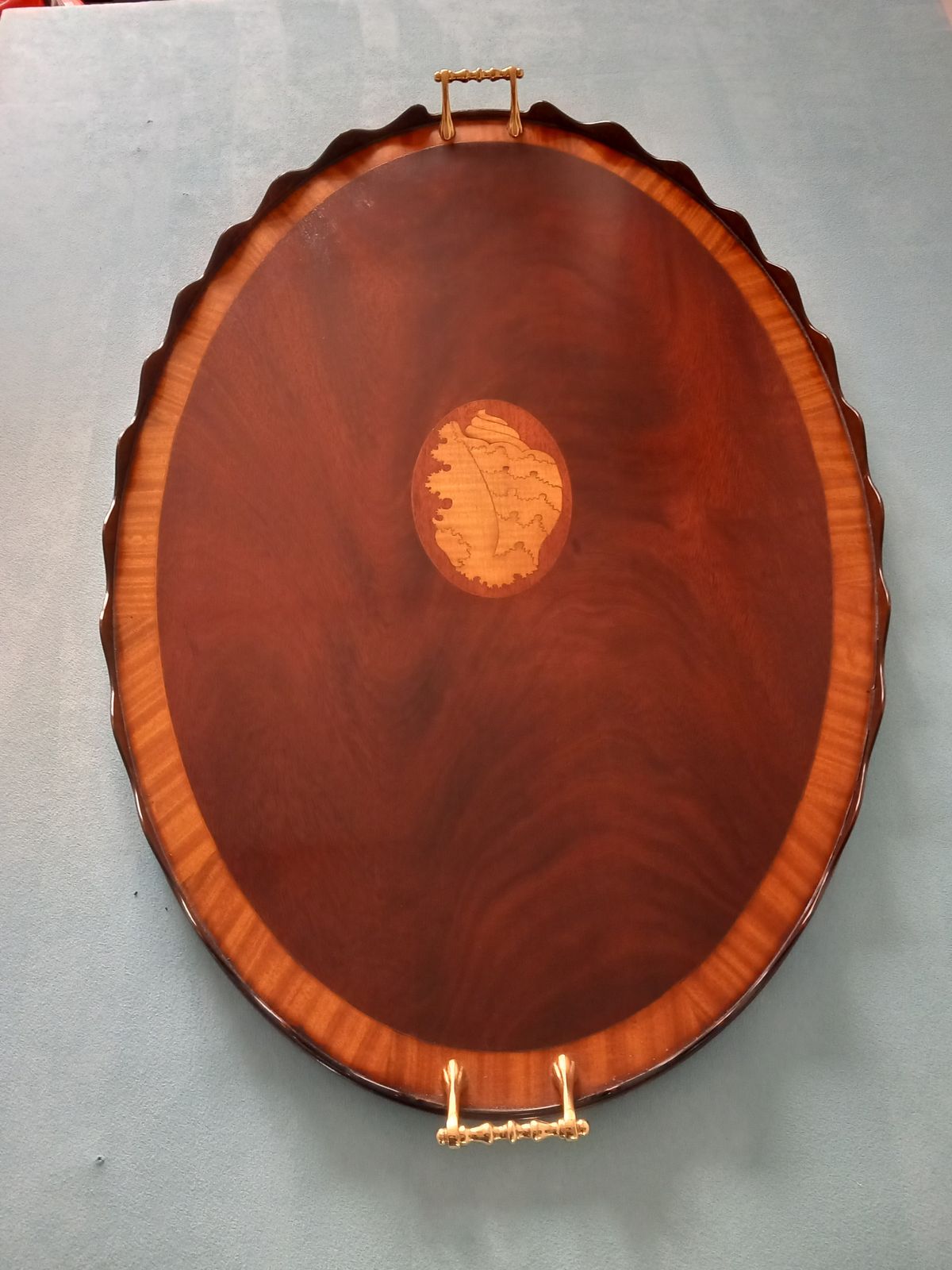 An Inlaid Mahogany Tea Tray, 1990s photo for sale