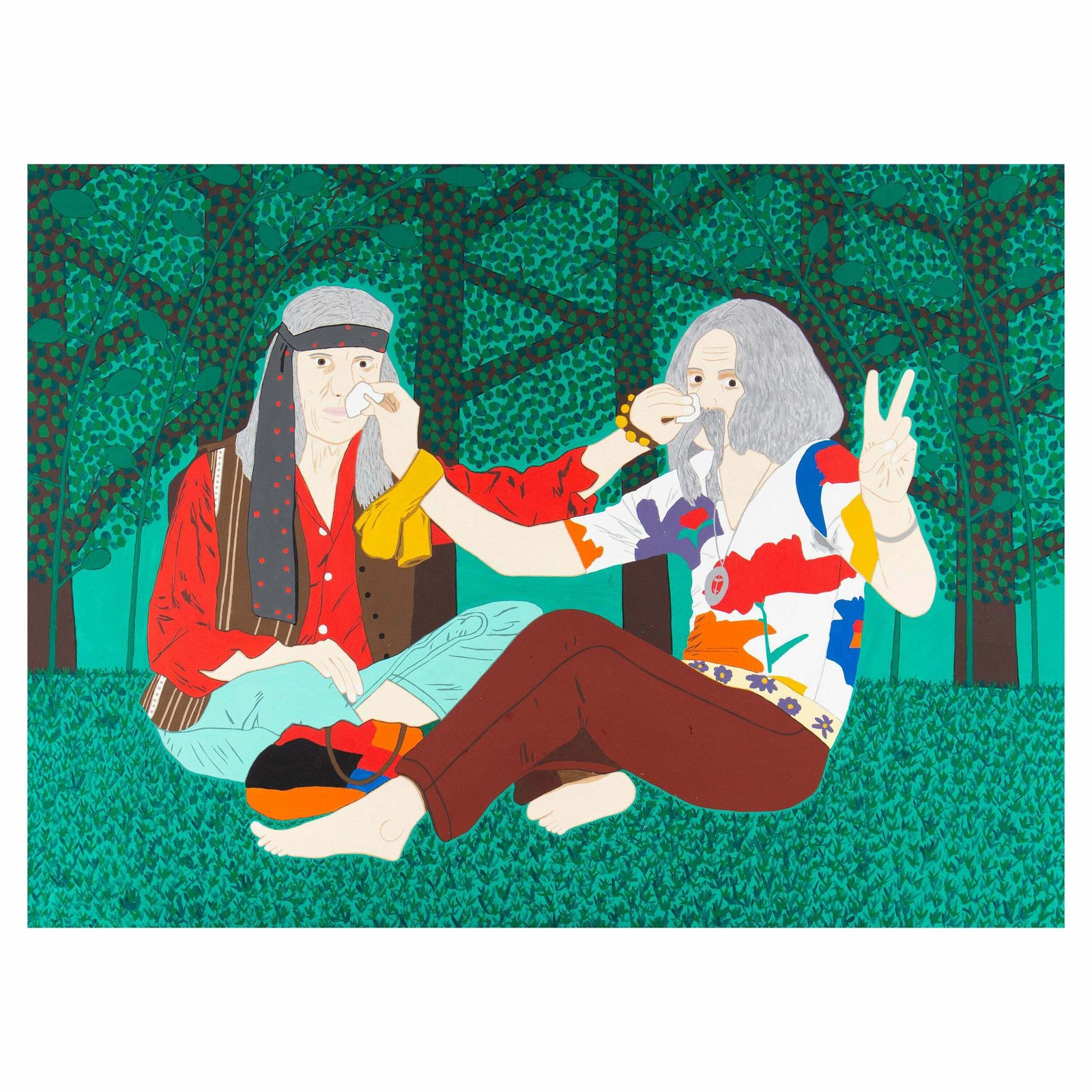 Hecker, Péter (1963): Two Old Hippies With Hay Fever Wiping Eachother's Noses