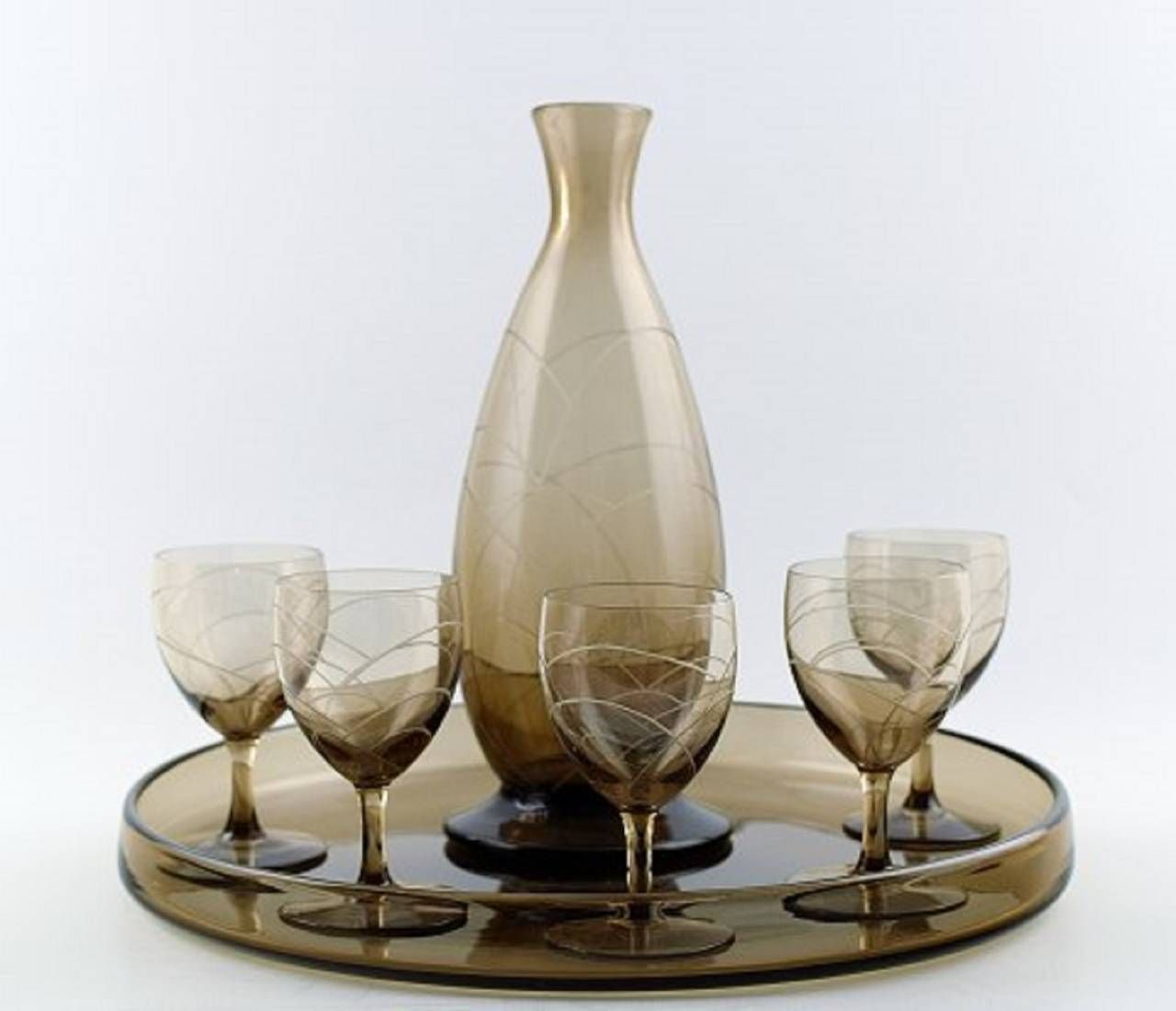 Daum Nancy Art Deco Bar Set, Decanter And Five Glasses On Tray photo furniture