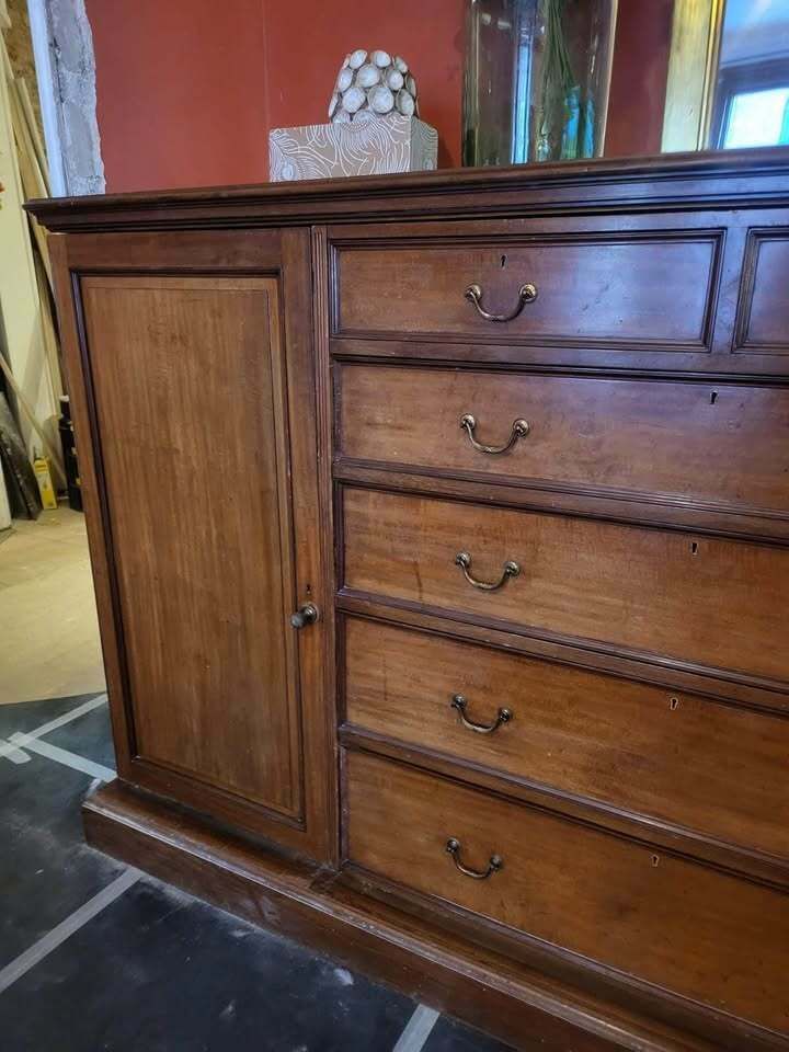photo furniture Edwardian Mahogany Triple Wardrobe With Fitted Drawers