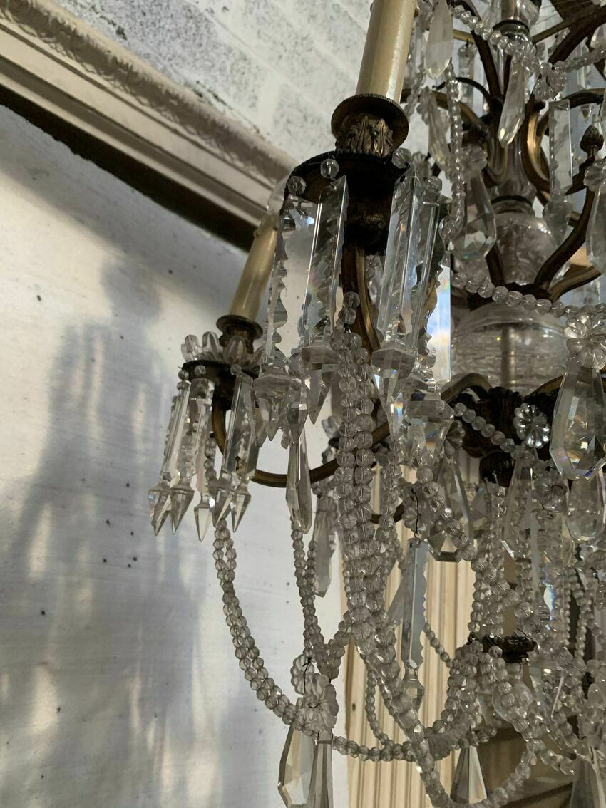 Louis XV Style "Fontaine" Chandelier In Bronze And 20th Century Pendants photo buy
