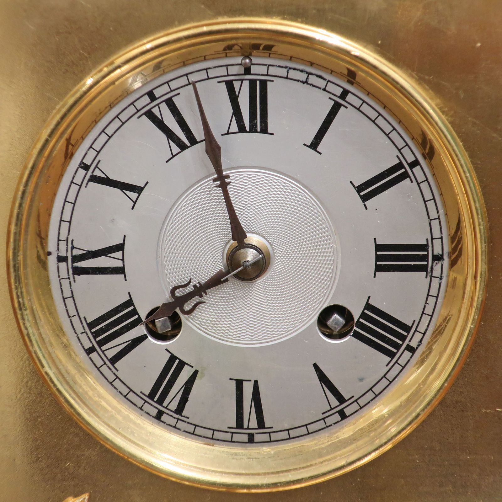 French 19th Century Brass Gilt And Silver Gilt Mantel Clock photo for sale