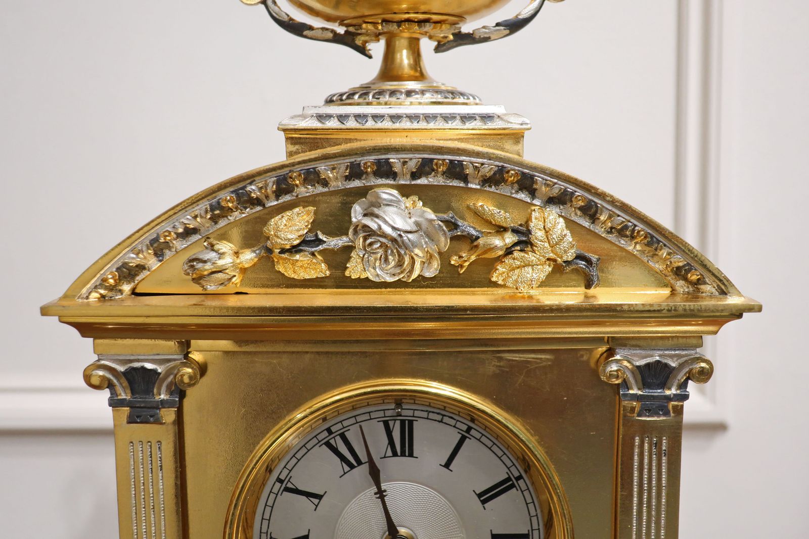 French 19th Century Brass Gilt And Silver Gilt Mantel Clock photo vinterior