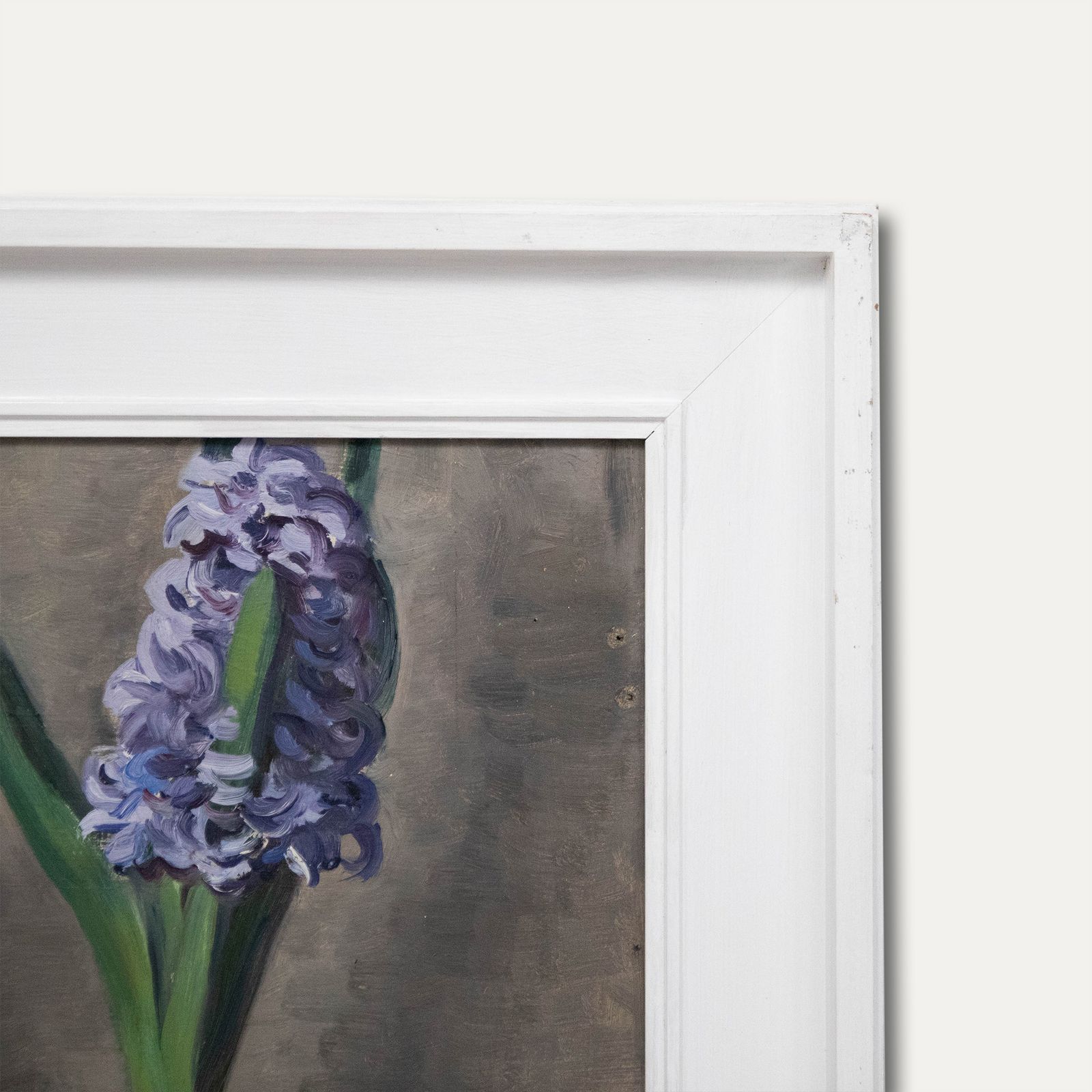 Framed Mid 20th Century Oil Still Life, White Grapefruit With Hyacinth Plant photo 281.0