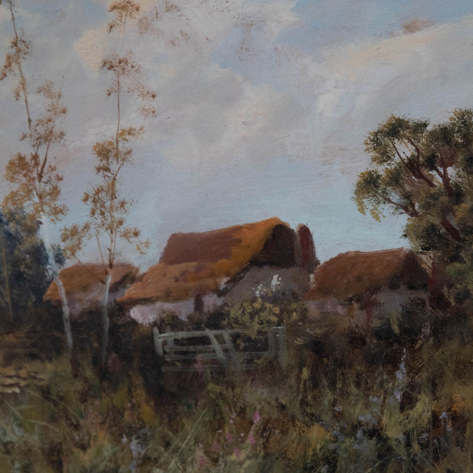 W. Lewis  Mid 20th Century Oil, Farm On The River photo Art