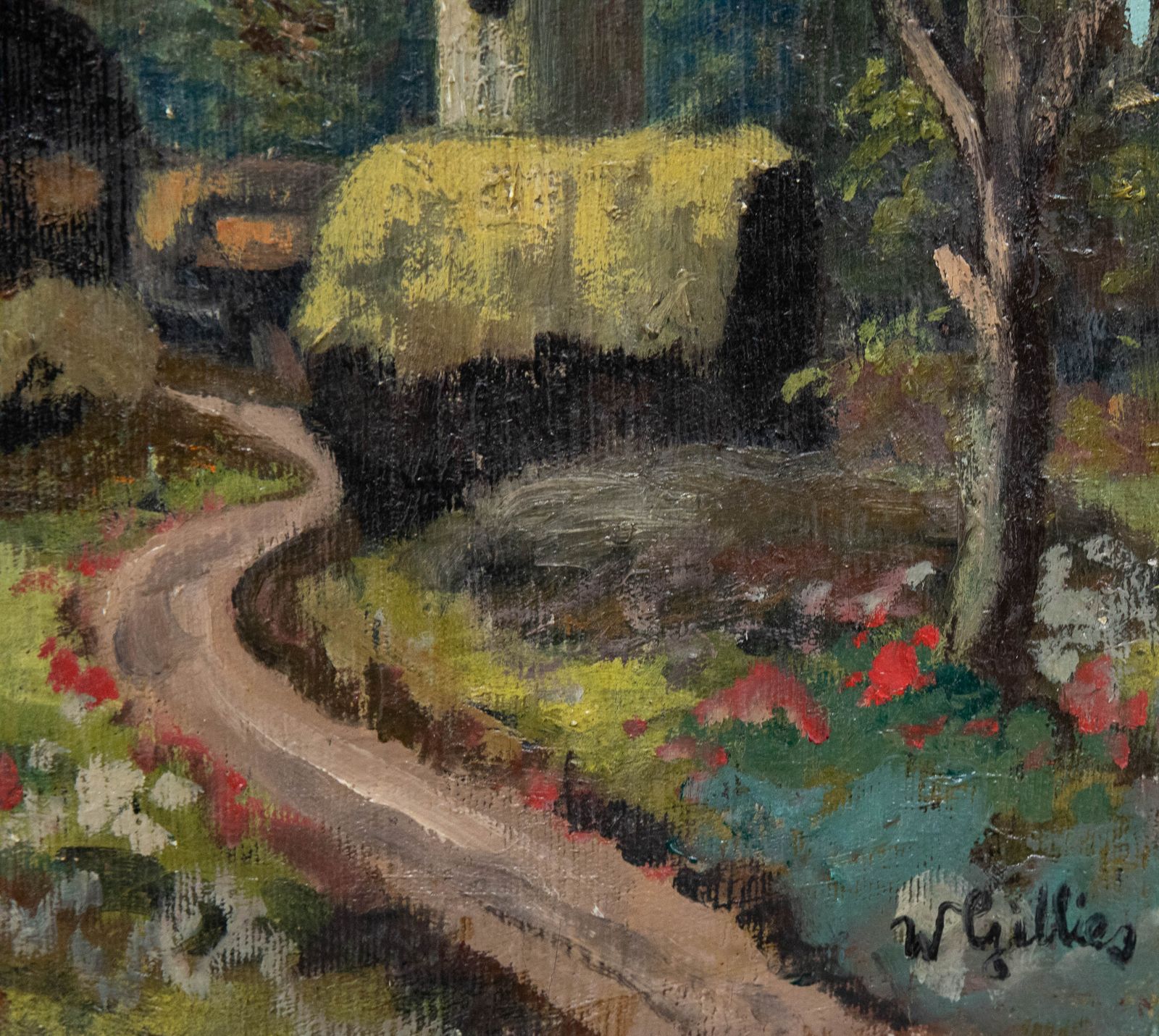 Follower Of William G. Gillies (1898 1973)  Mid 20th Century Oil, Farm Drive photo Art