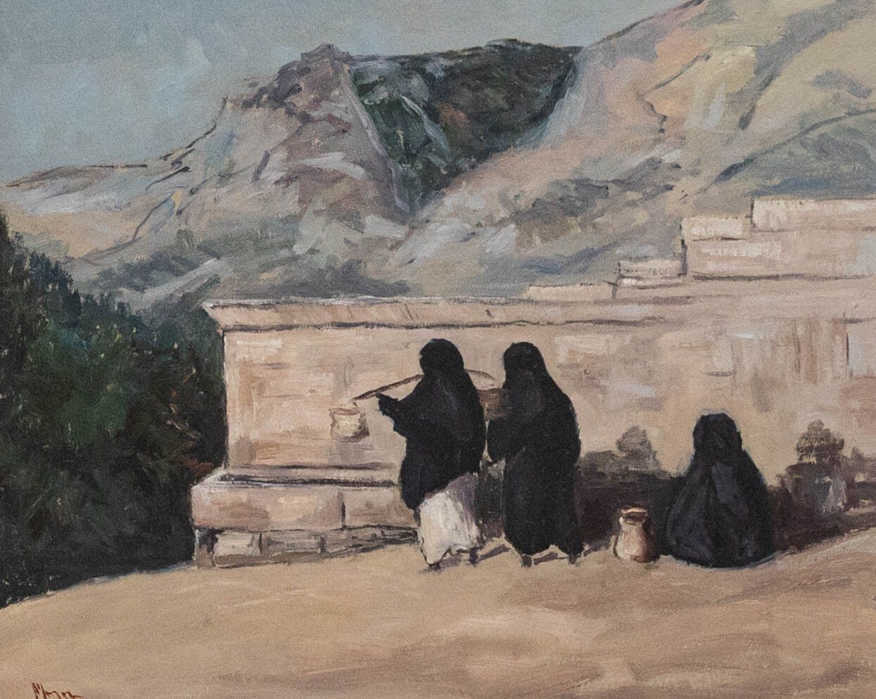 Magne Ohlqvist Mid 20th Century Oil, Convent In The Mountains photo furniture