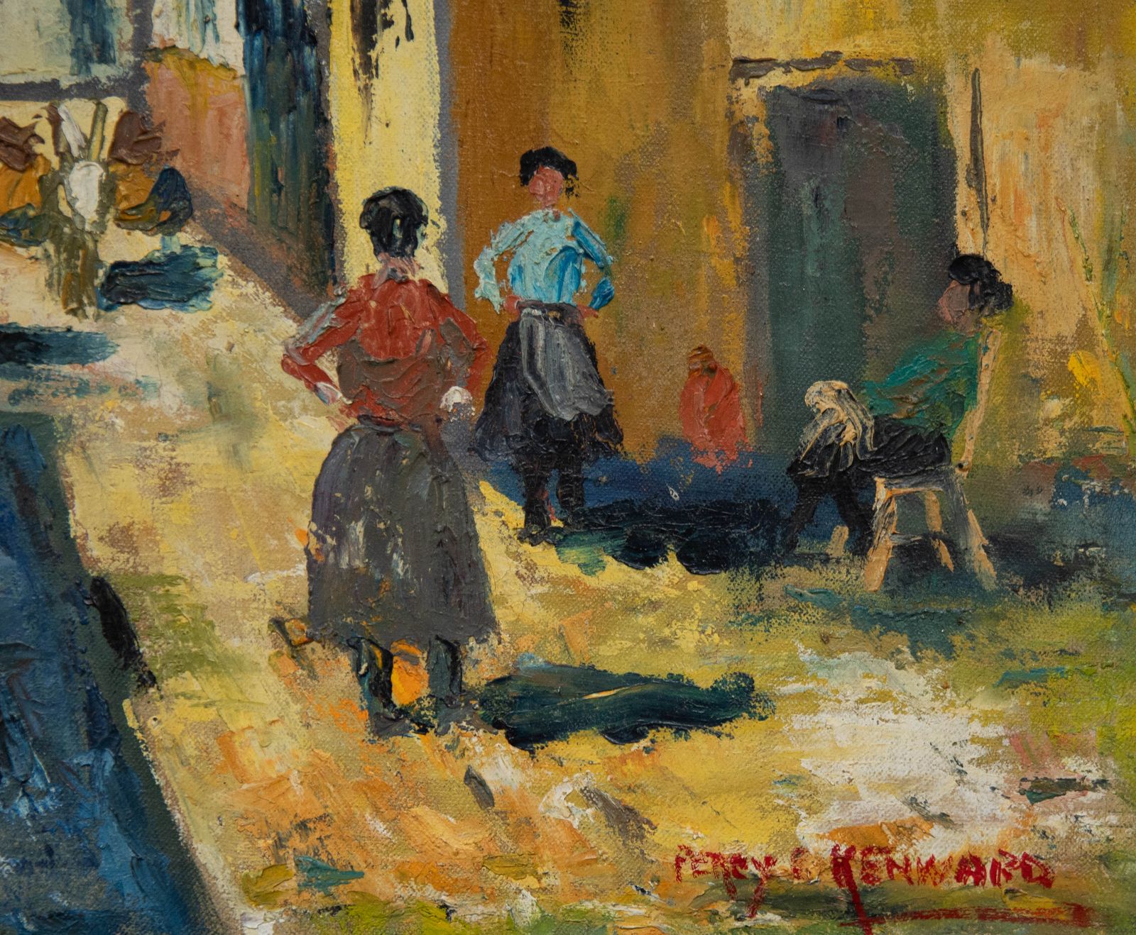 Percy Kenward Framed 20th Century Oil, Continental Street Scene photo vinterior