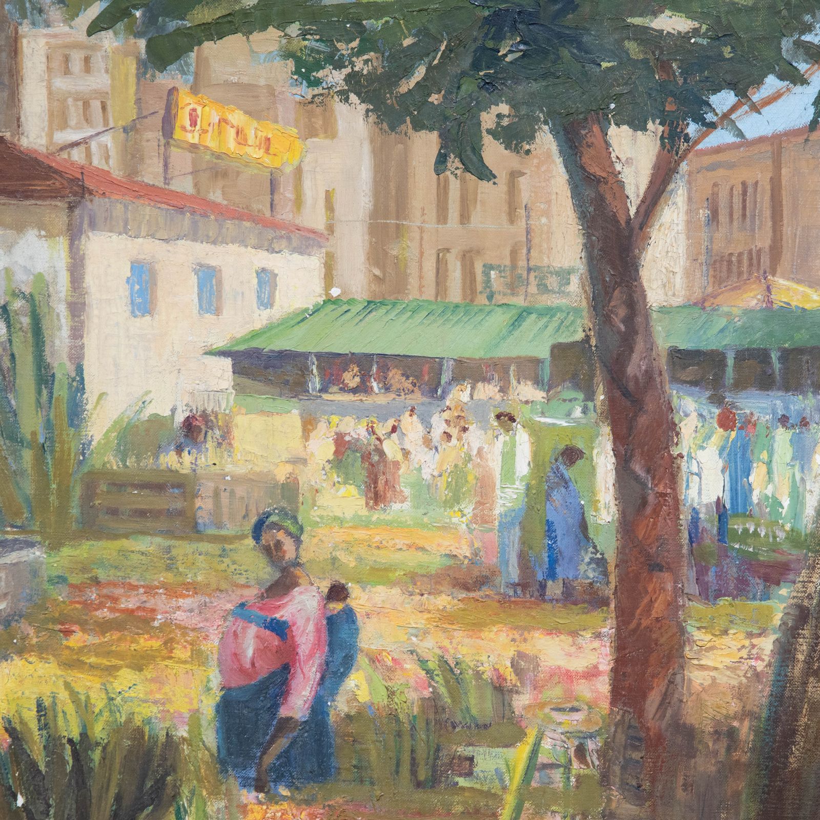 Framed 20th Century Oil City Market Scene photo Art