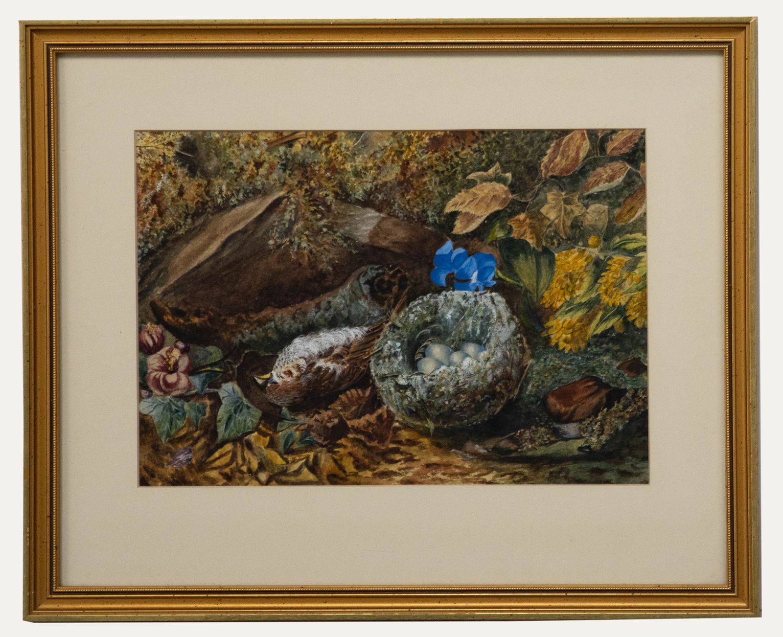 Circle Of Oliver Clare (1853 1927) Framed Watercolour, The Sparrow's Nest