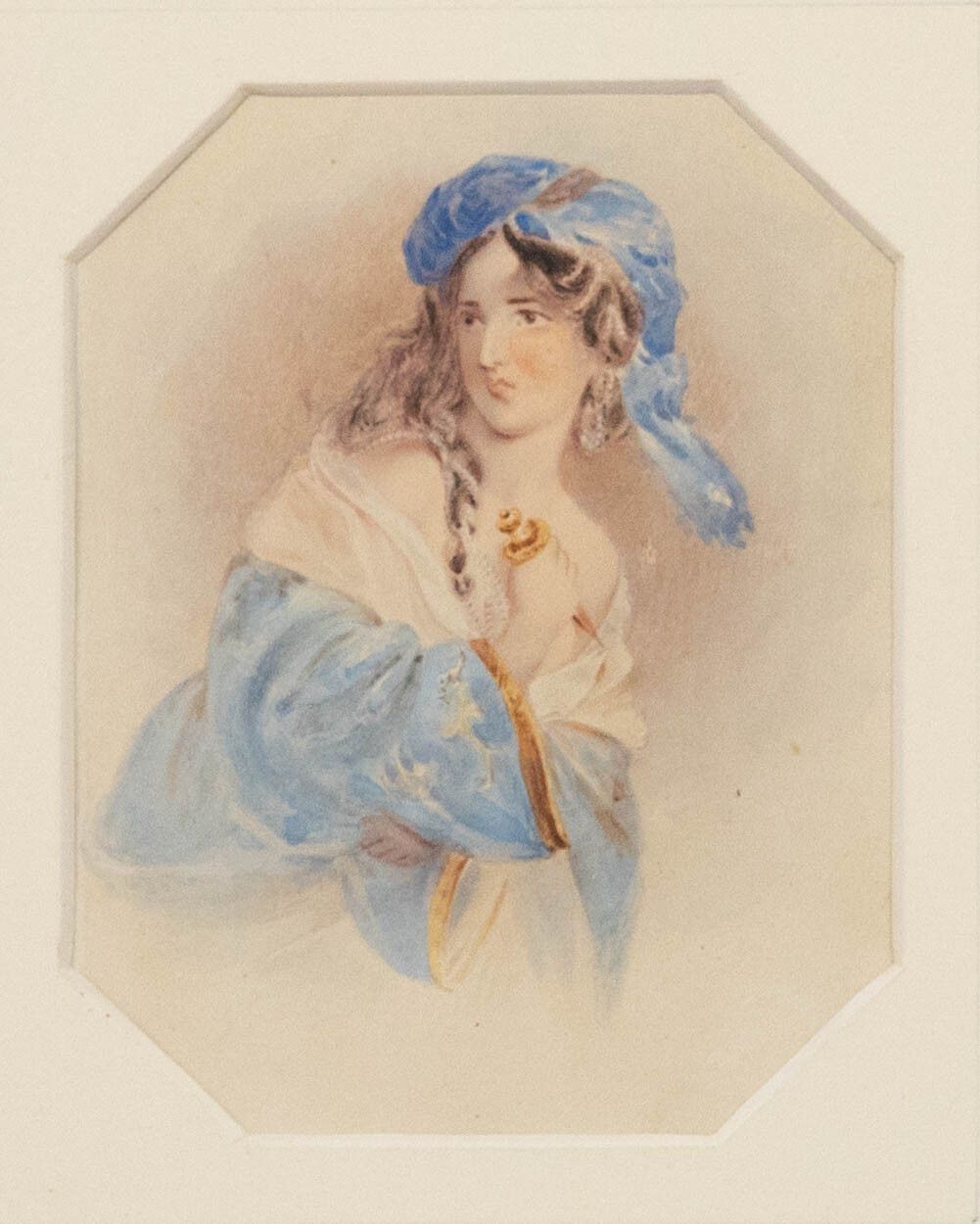 Alfred Edward Chalon Ra (1780 1860) 19th Century Watercolour, Lady With Dagger photo furniture