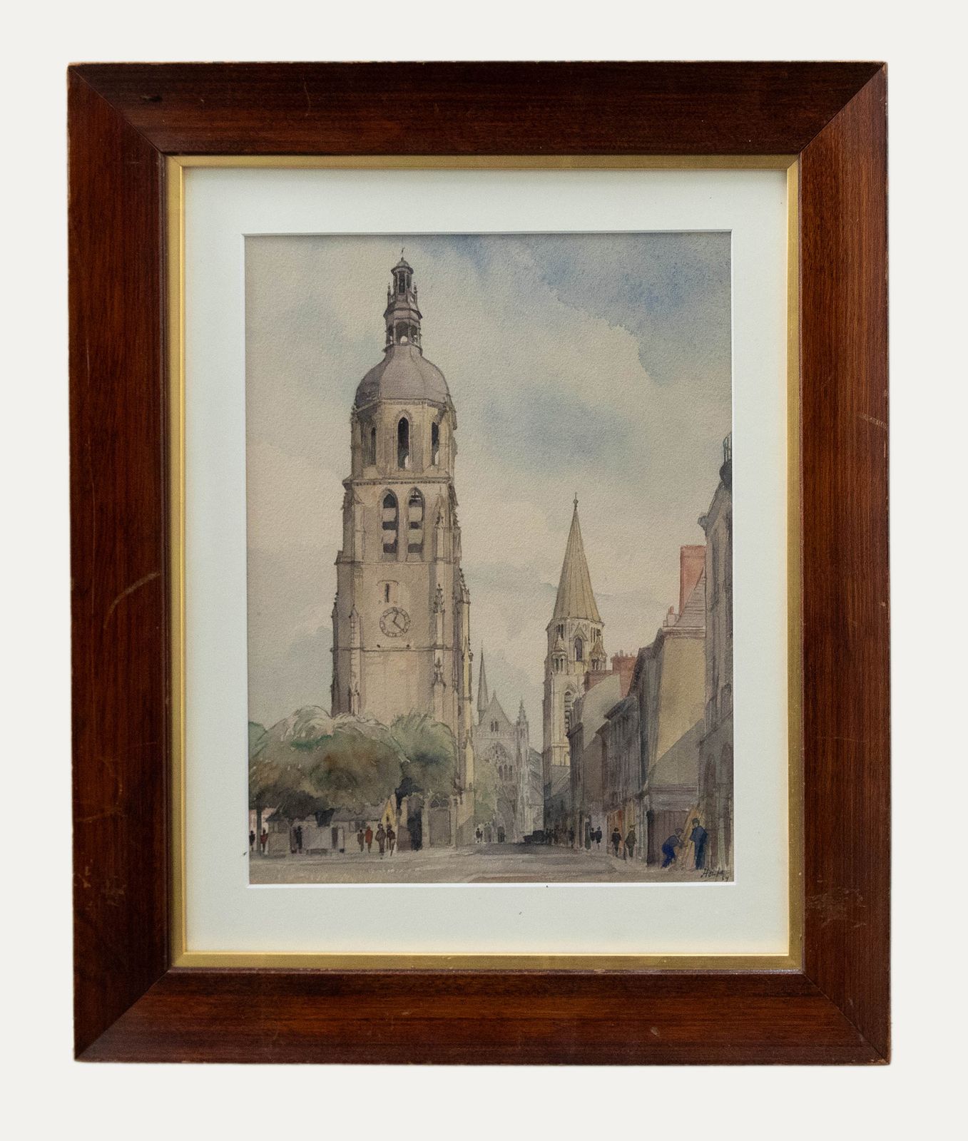 Howfe French Mid 20th Century Watercolour, Saint Martin Tower, Vendome