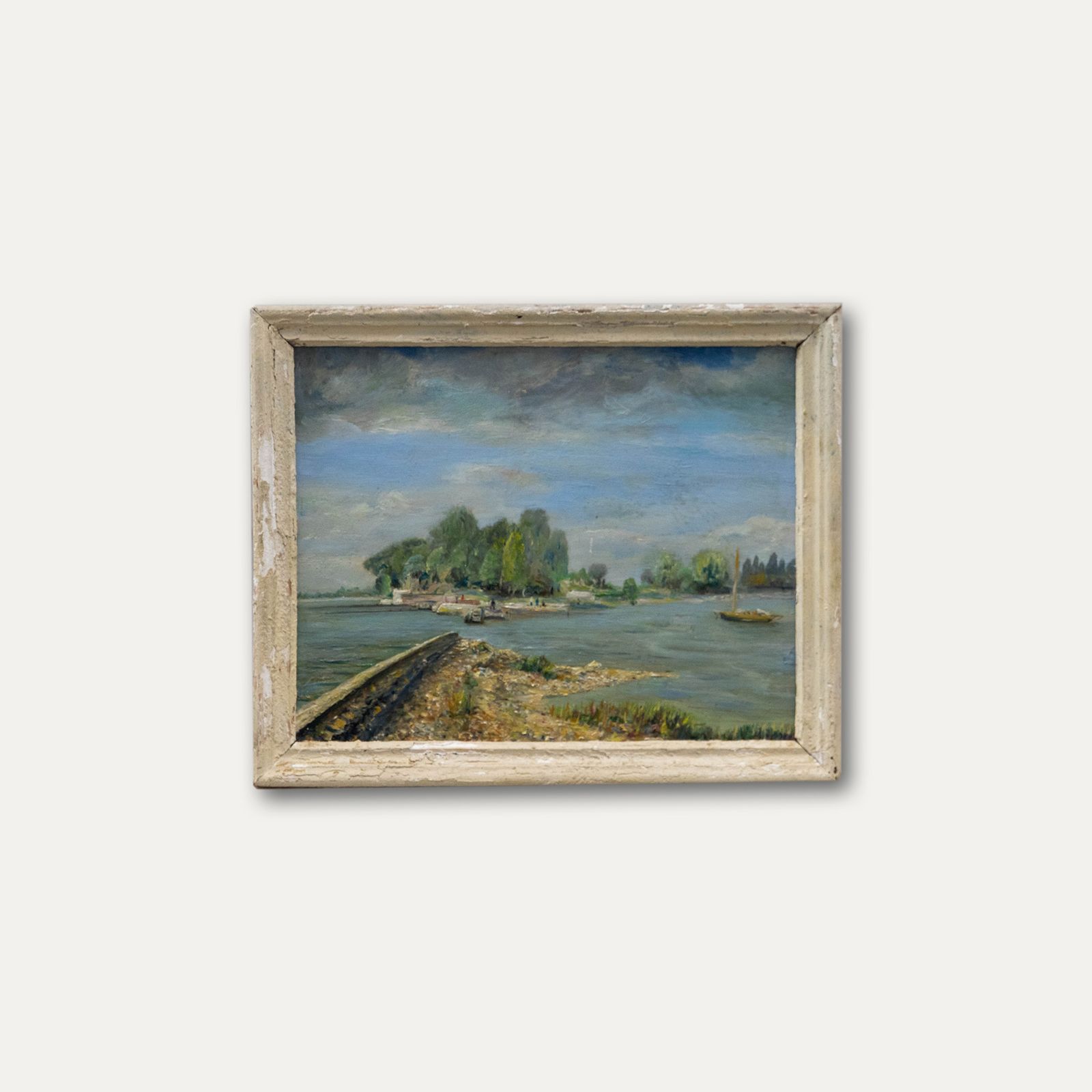 Framed 20th Century Oil Fishing From The Jetty photo vinterior