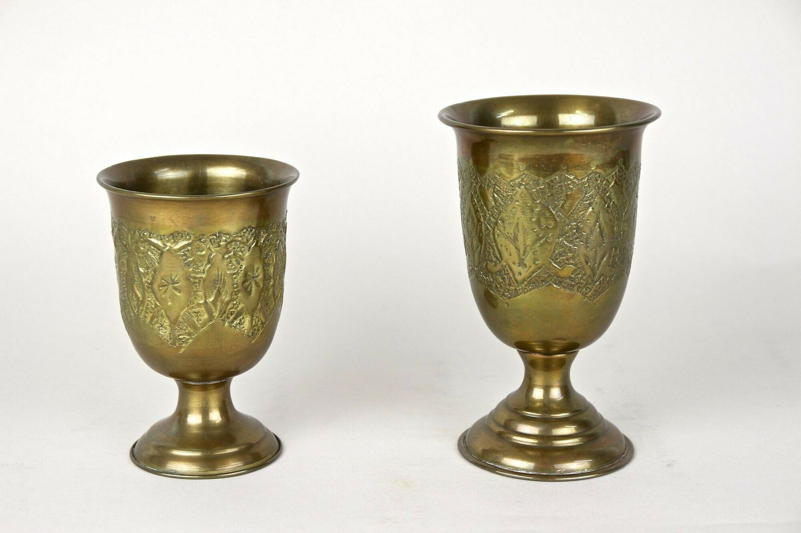 640.0 Set Of Late 19th Century Biedermeier Brass Goblets/ Cups/ Vases, At Ca. 1860 photo