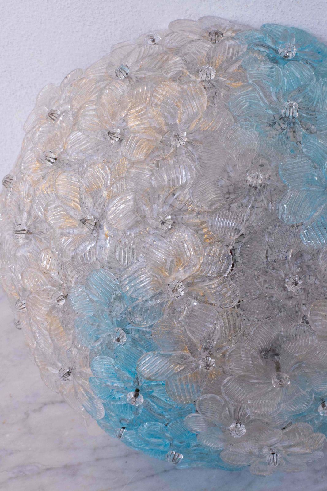 Fascinating Murano Ceiling Light Bicolor Flower By Seguso, Italy, 1960s photo vinterior
