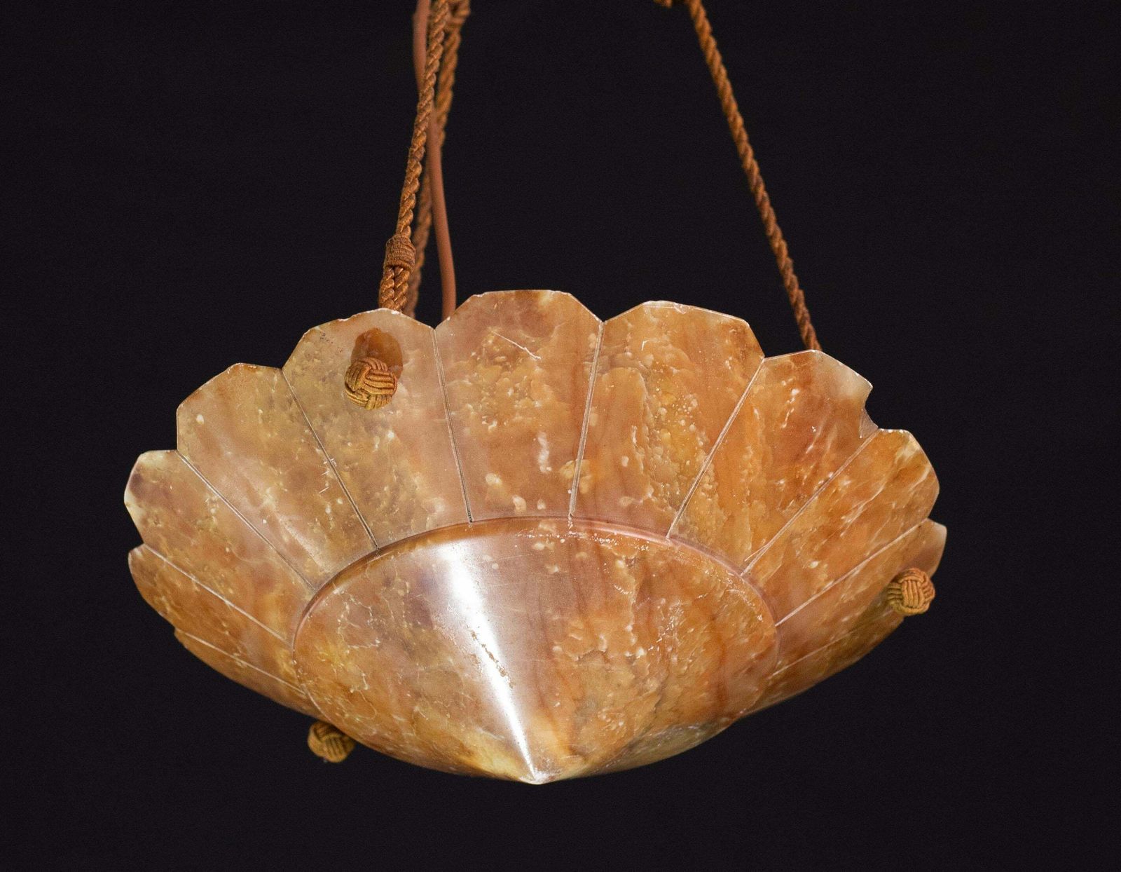 photo for sale Antique Art Decò Liberty Alabaster Chandelier, 1940s