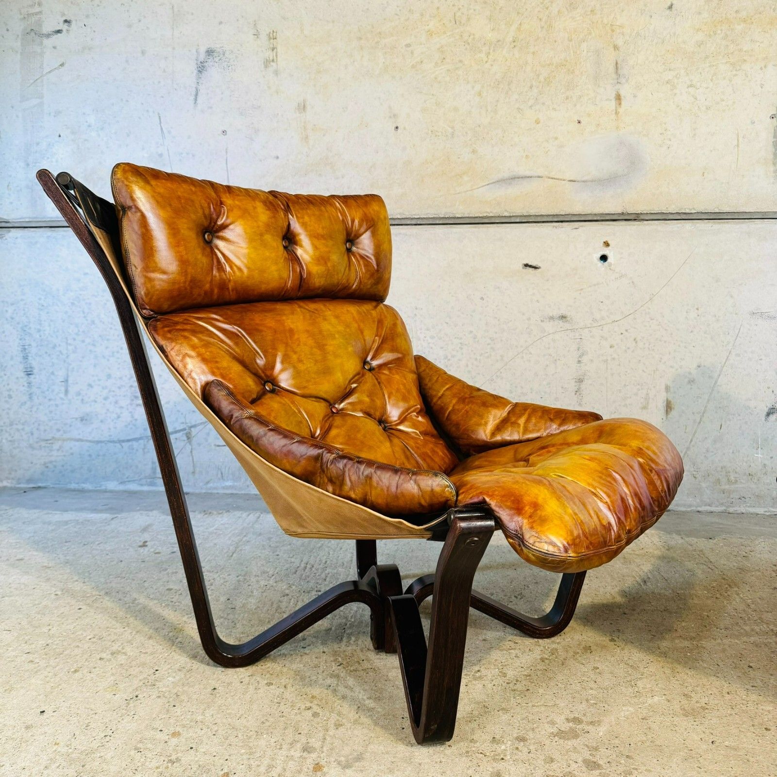 Vintage Pair Of 70s Scandinavian Viking Chairs By Jim Myrstad Tan Leather #A418 photo buy