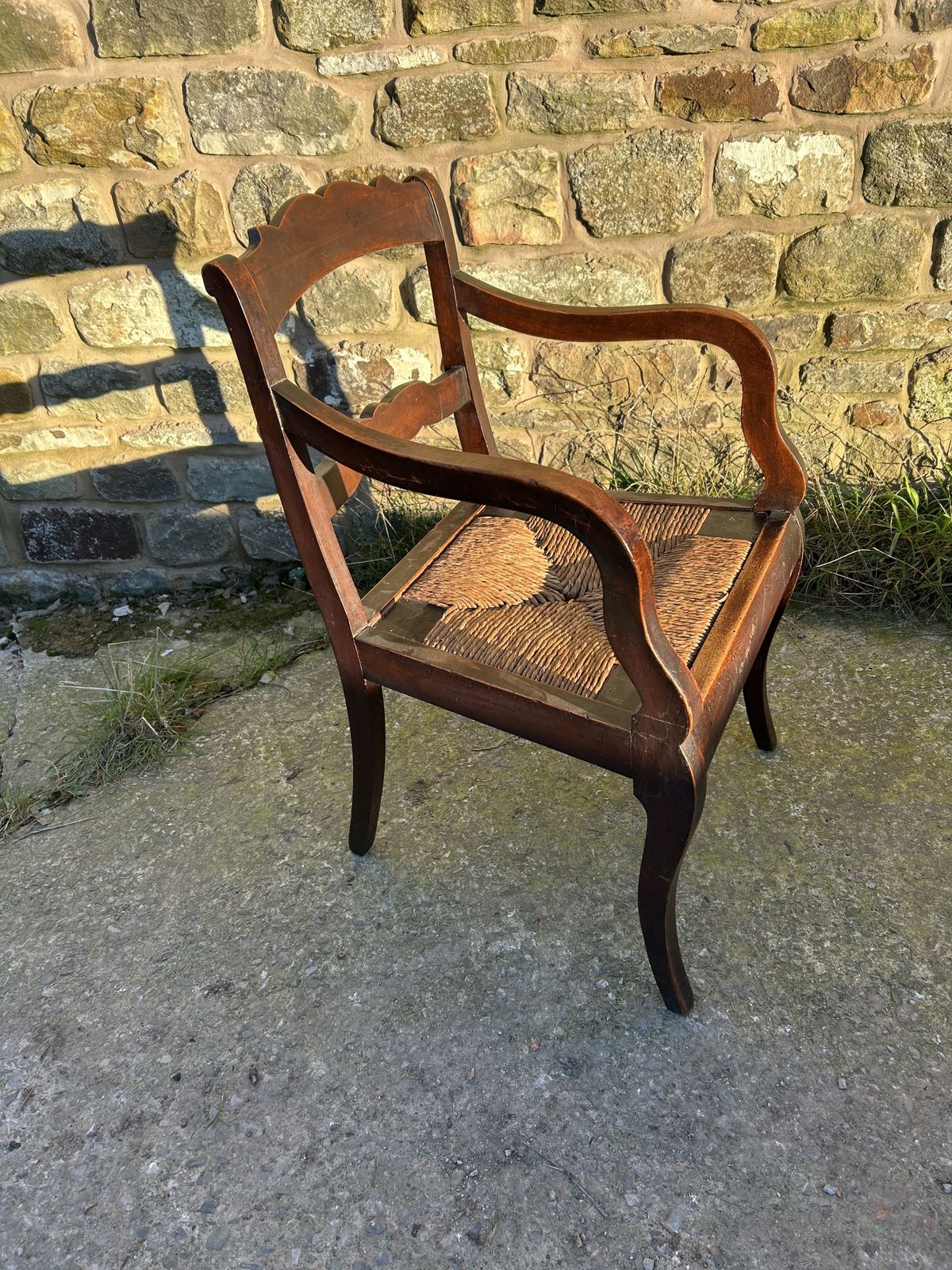 Furniture Victorian, Farm House, Sussex Arm Chair With Rush Seat. photo