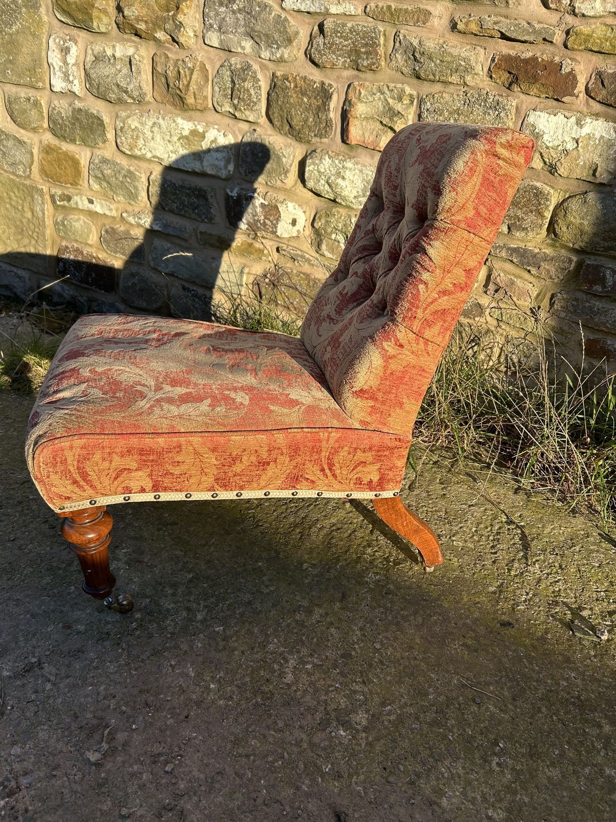 Reupholster Project Of A Victorian Edinburgh John Taylor And Son, Nursing Chair With Walnut Legs photo Furniture