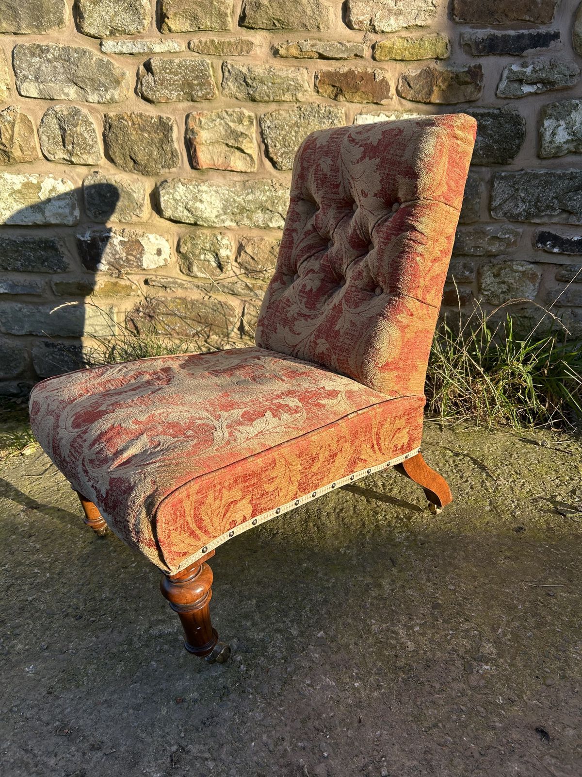 Reupholster Project Of A Victorian Edinburgh John Taylor And Son, Nursing Chair With Walnut Legs photo 395.0