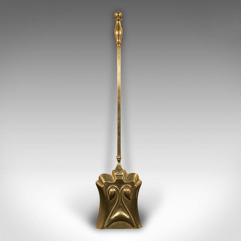 Set Of 3 Antique Fireside Tools, English, Brass, Coal Shovel, Poker, Victorian photo Home Fixtures