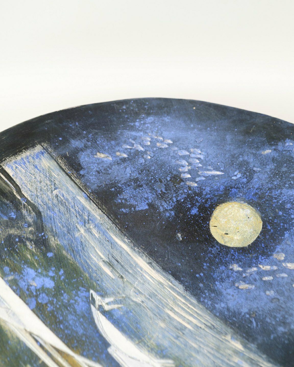 Unique Ceramic Dish With Motif Of Boats Sailing Under A Moonlit Sky By Jeppe Hagedorn Olsen (1929–2011) photo 630.0