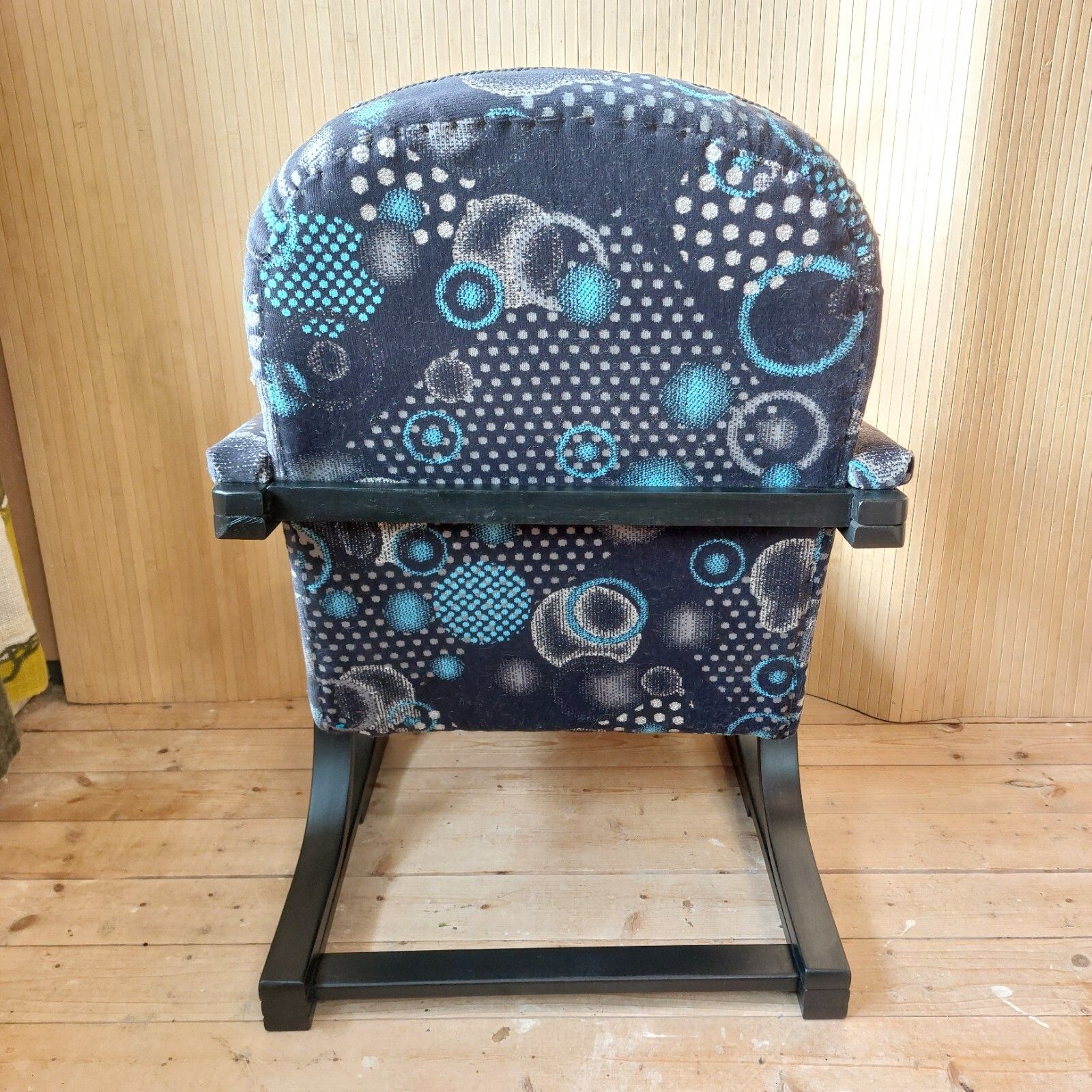 Furniture Fab Vintage Antique Heals Art Deco Bentwood Armchair Black & Blue Moquette photo