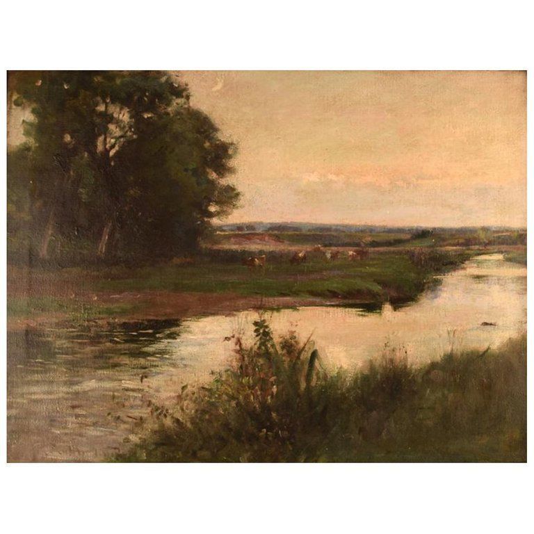 Joseph Milne, 1861 1911, English Artist, English Landscape With Grazing Cows