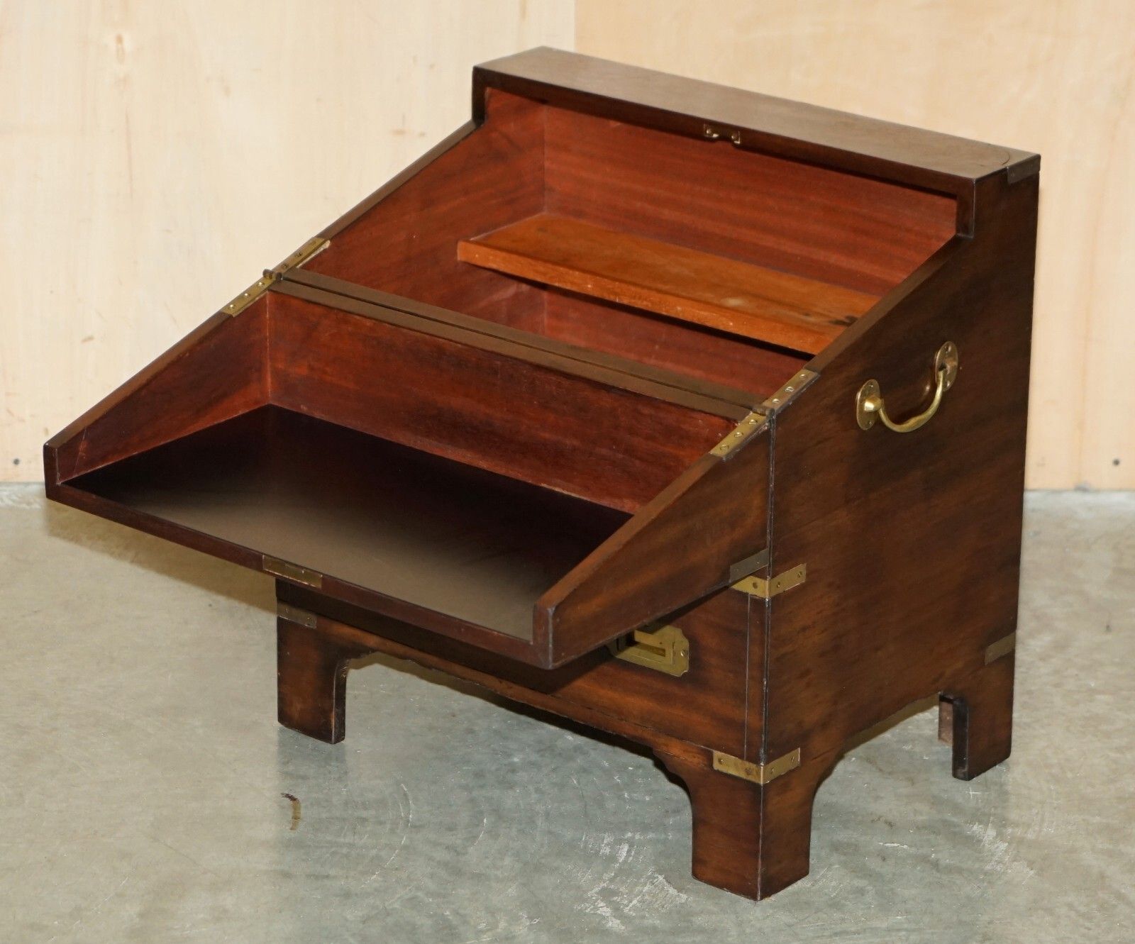 1750.0 Fine Antique Victorian Mahogany Military Campaign Drinks Cabinet Hidden Inside photo
