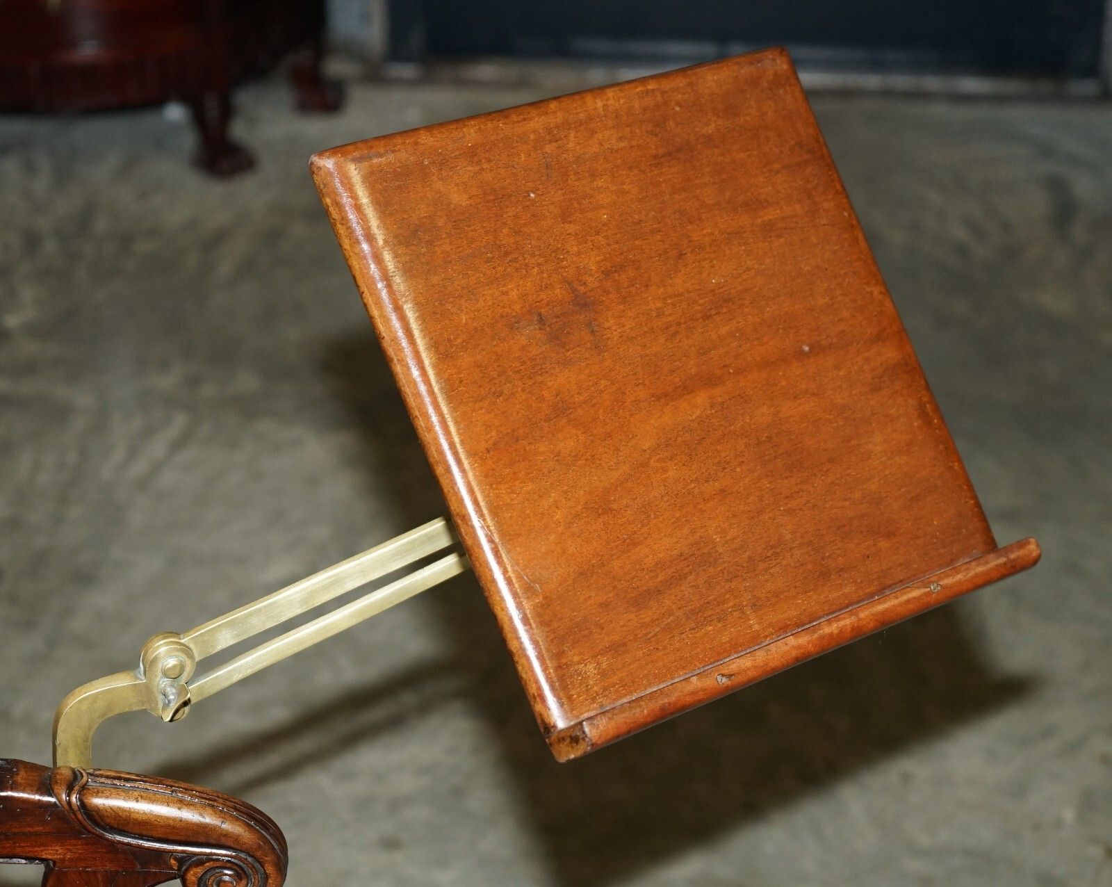 Furniture Original Antique Robert Daws Rosewood Brown Leather Reclining Library Armchair photo