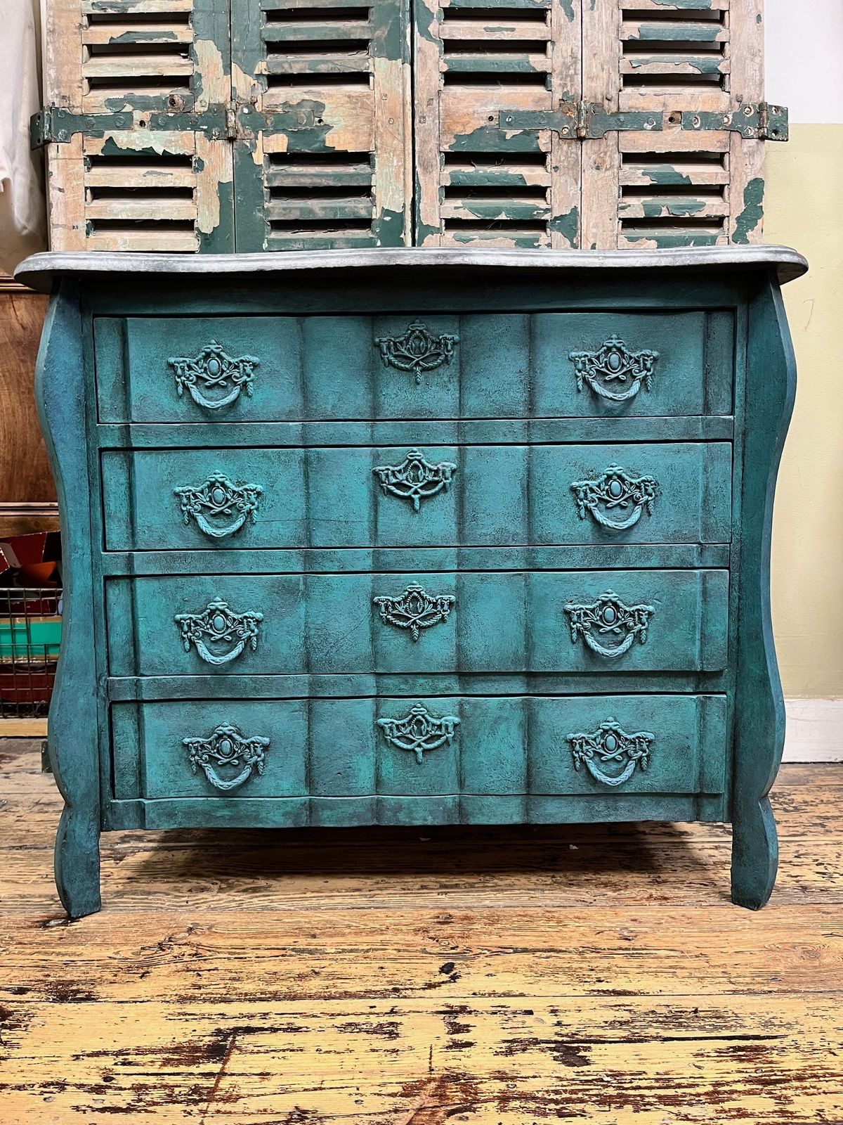 Hand Painted Chest Of Drawers With Stone Effect Top photo vinterior
